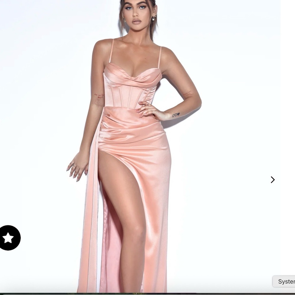 Miss Circle Strappy Corset High Slit Gown